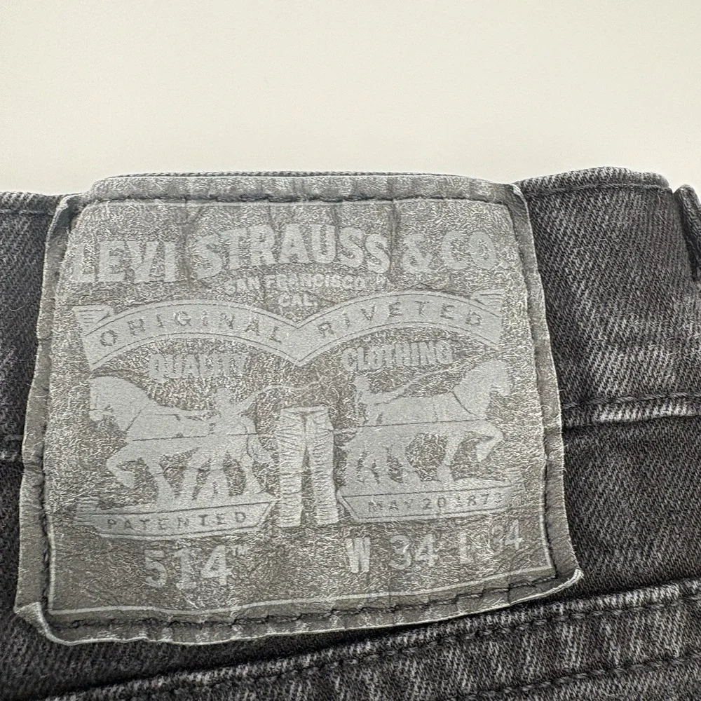 Levi's 514 Black Denim Jeans Mens W34 L34 Straight Fit PC9 00514-0730 Cotton 201